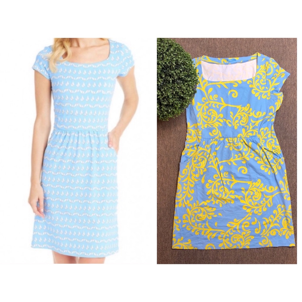 J. McLaughlin Emma Blue Yellow Dress  size XL